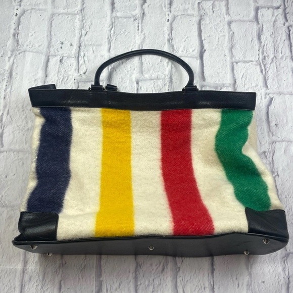 Hudson Bay HBC Striped 100% Wool Bag W Dust Bag Limited Edition Very Rare - Picture 2 of 14